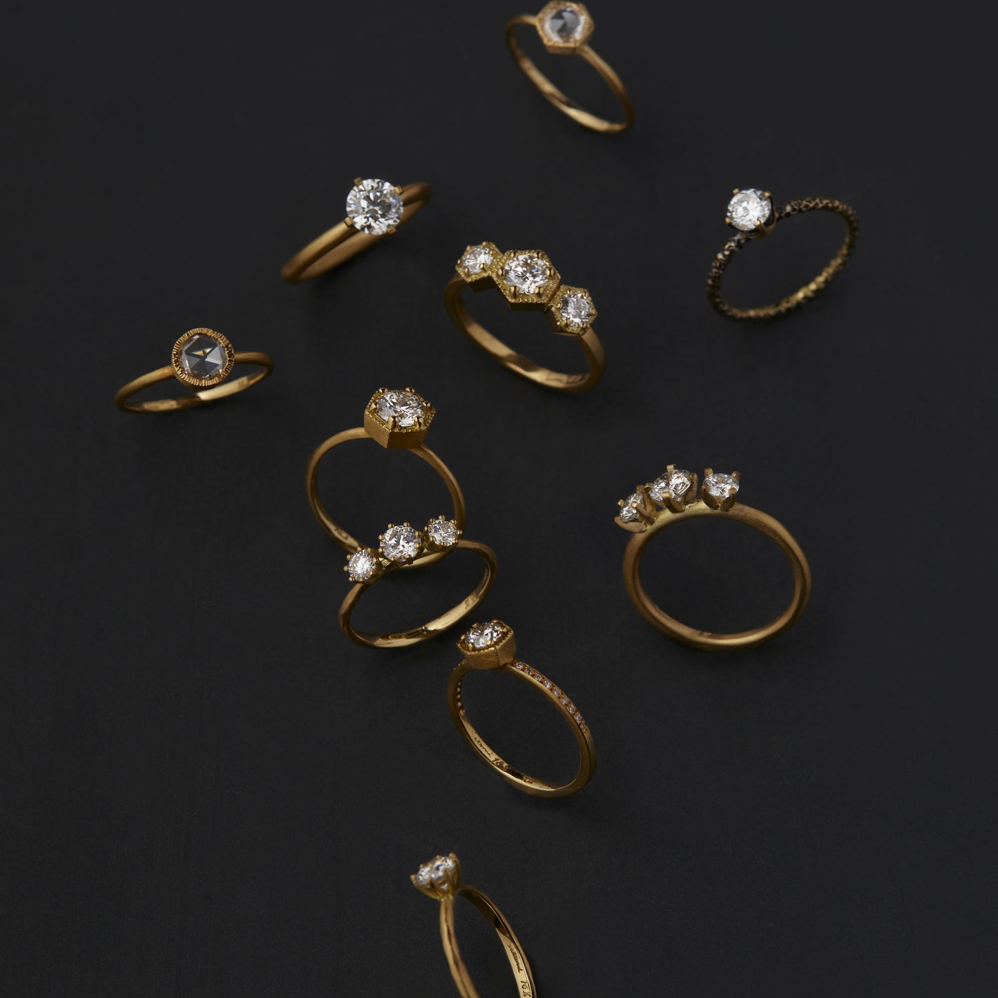 5.6mm White Diamond Hexagon Ring | R2207W
