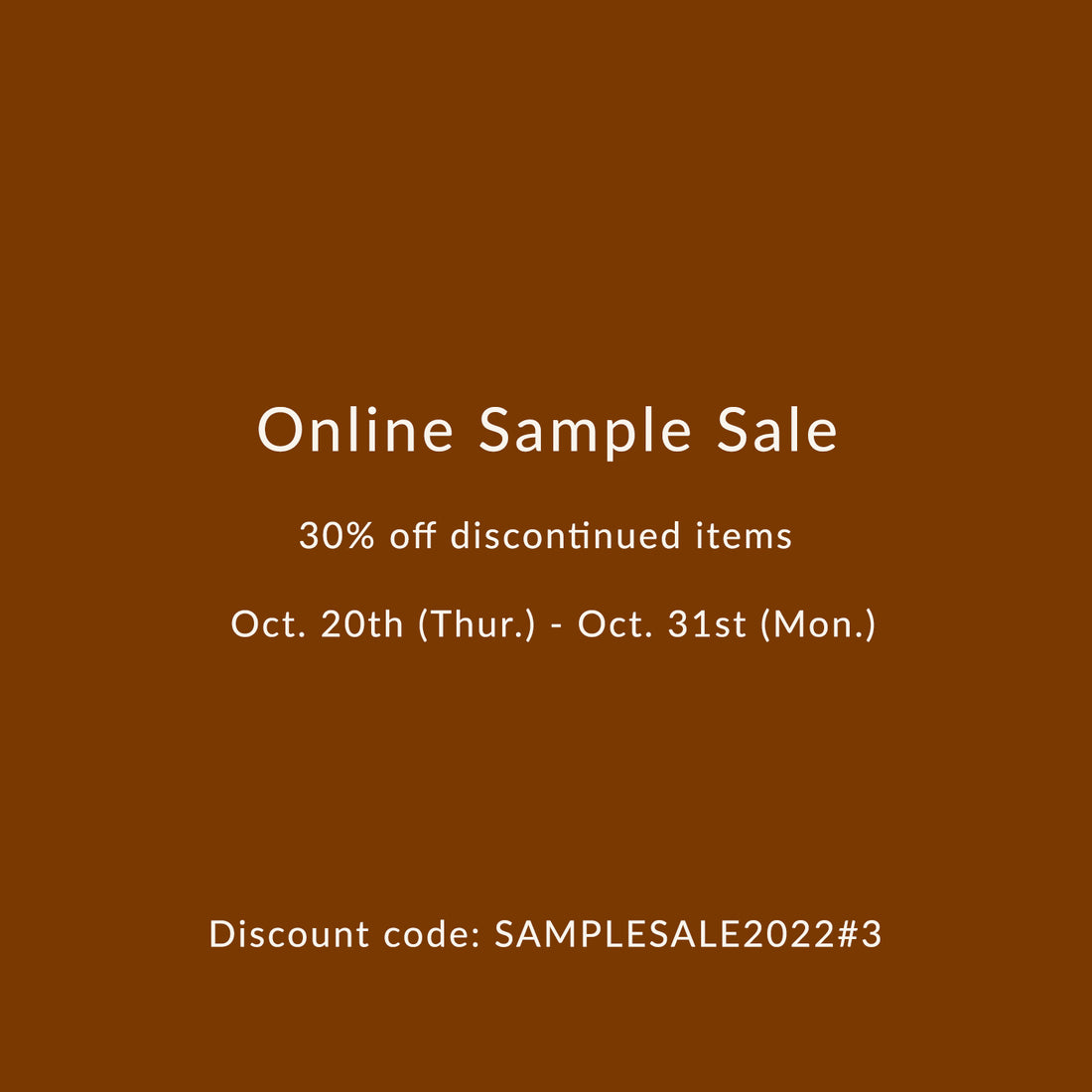 30% Off Online Sample Sale