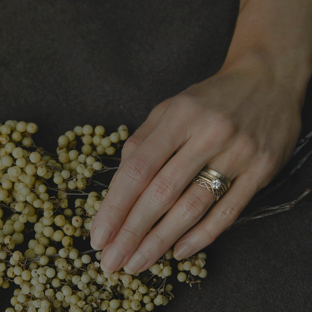 4.5mm White Diamond Hexagon Ring | R2205W