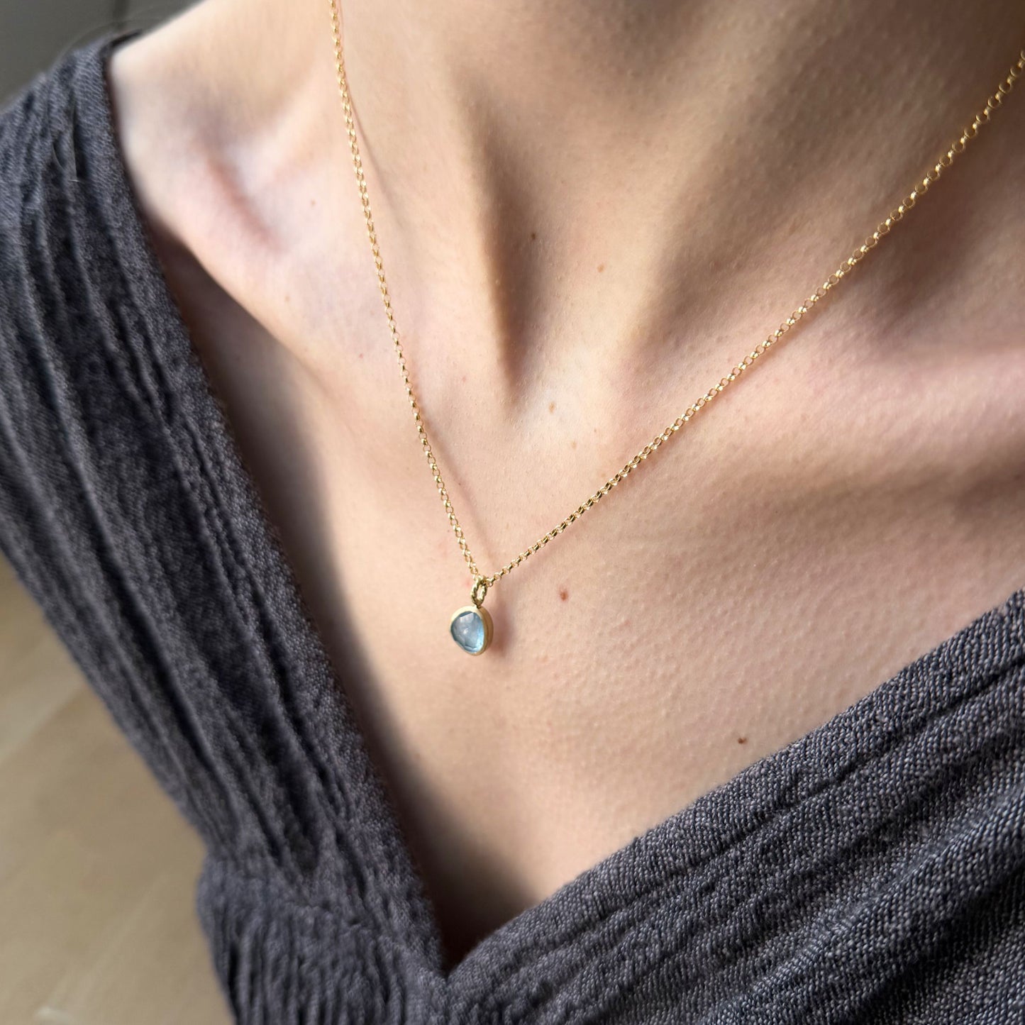 1.71 Carat One-of-a-Kind Rose Cut Aquamarine Necklace | AQN1-OOAK