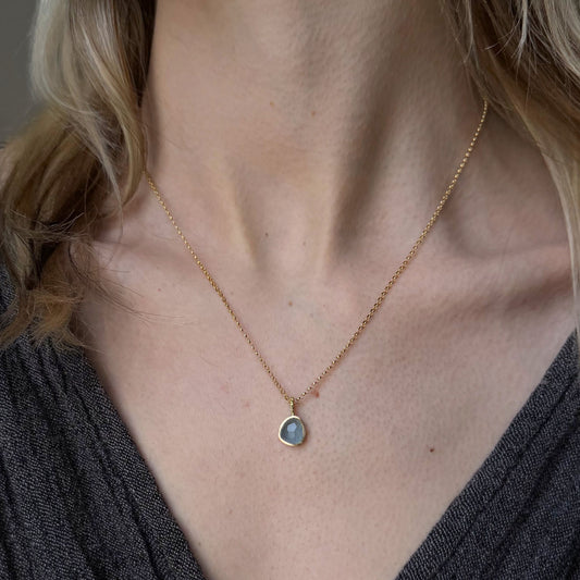 1.71 Carat One-of-a-Kind Rose Cut Aquamarine Necklace | AQN1-OOAK