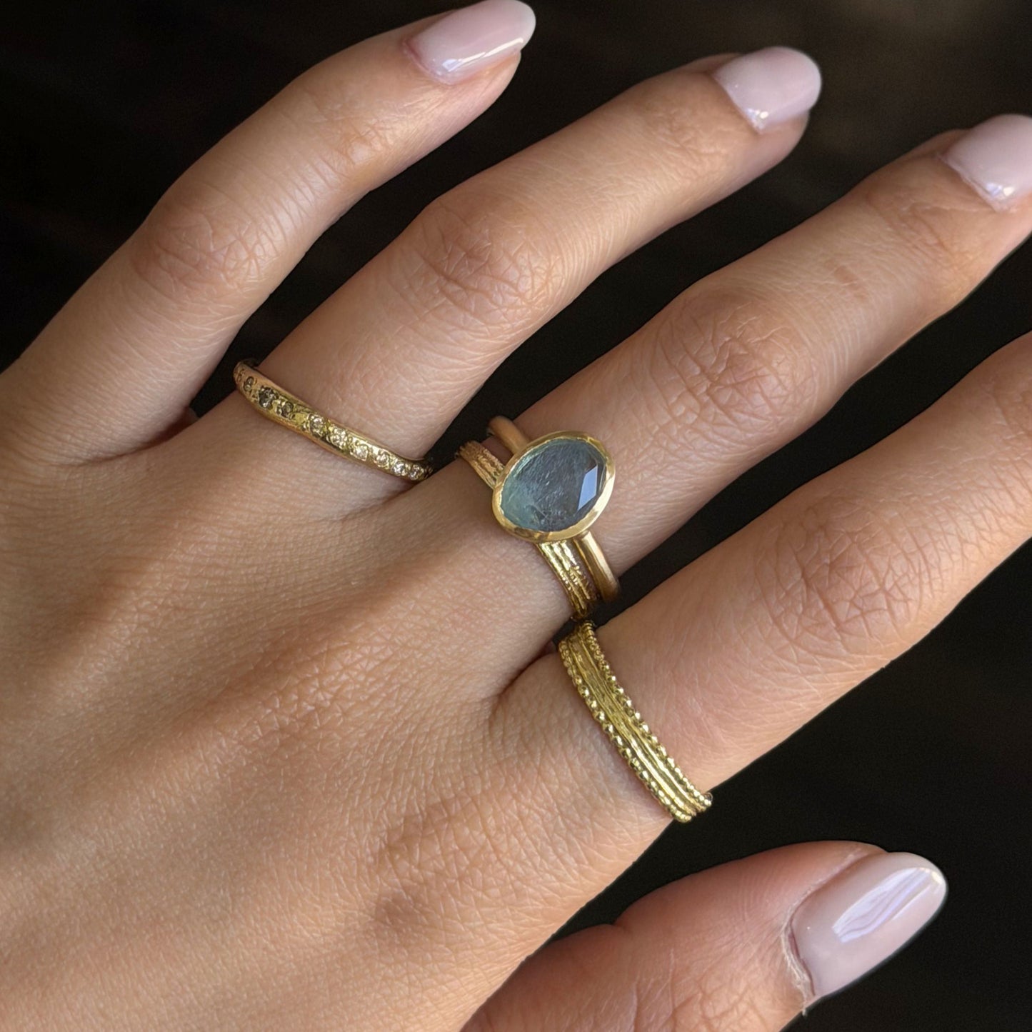 1.68 Carat One-of-a-Kind Rose Cut Aquamarine Ring | AQR1-OOAK