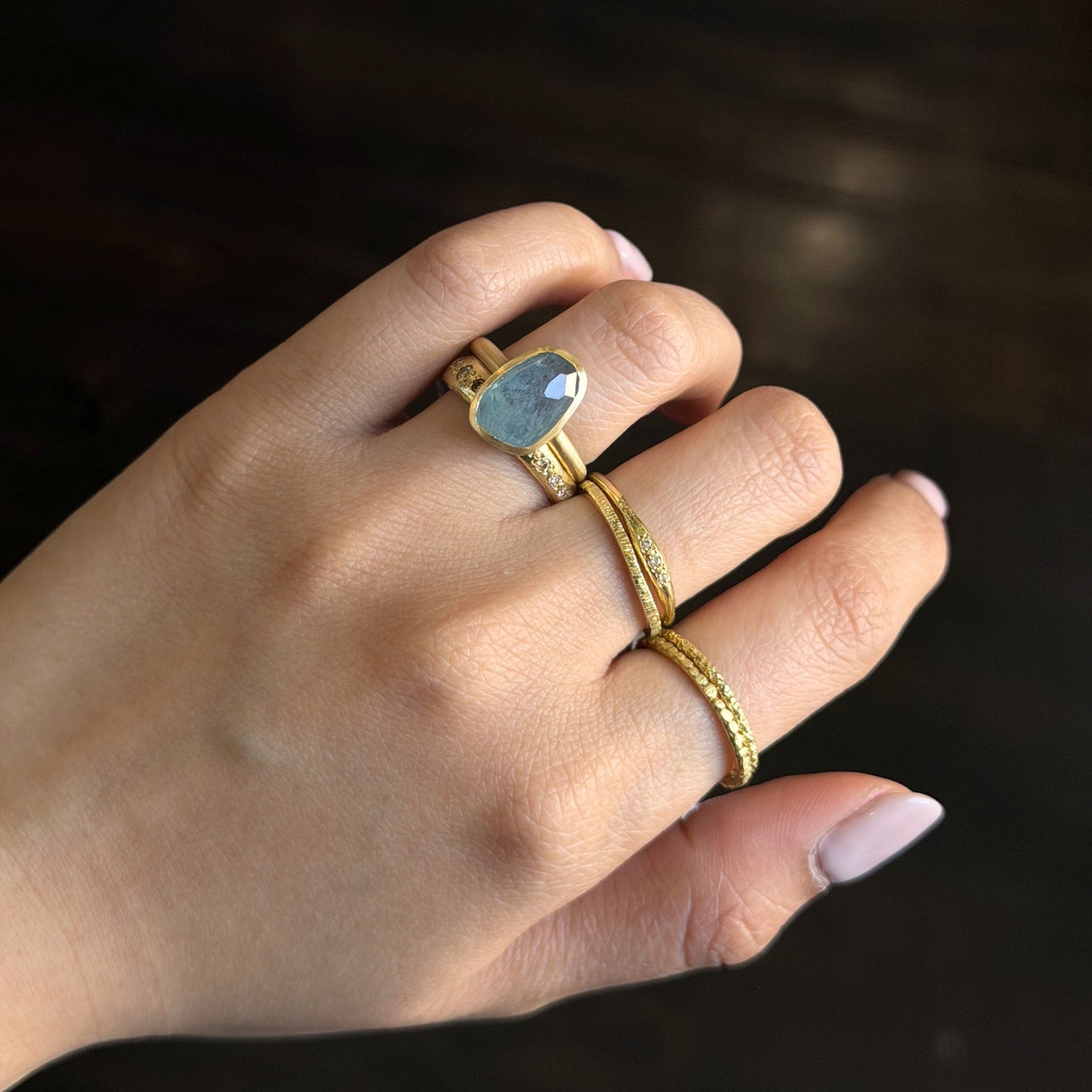 2.94 Carat One-of-a-Kind Rose Cut  Aquamarine Ring | AQR3-OOAK