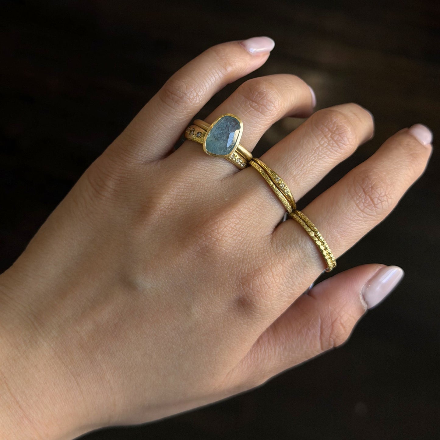 2.94 Carat One-of-a-Kind Rose Cut  Aquamarine Ring | AQR3-OOAK