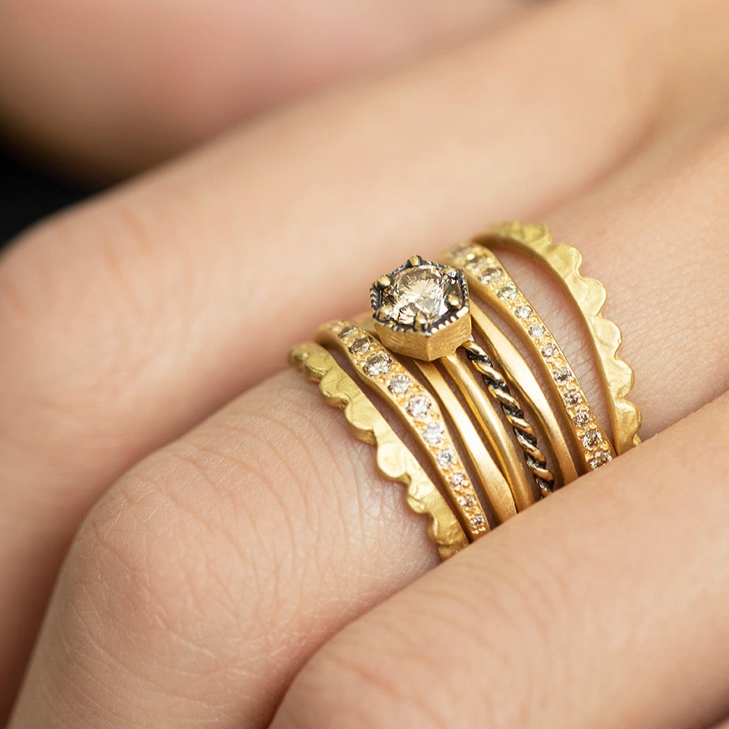 4.5mm Brown Diamond Hexagon Ring | R2205BR