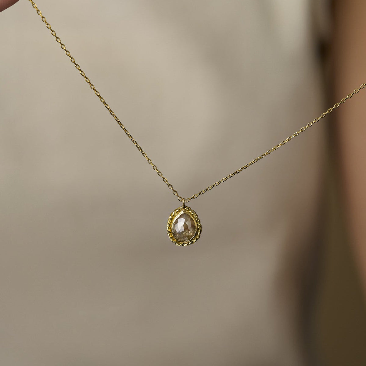 1.6 Carat One-of-a-Kind Rose Cut Misty Grey  Diamond Necklace | DN44-OOAK