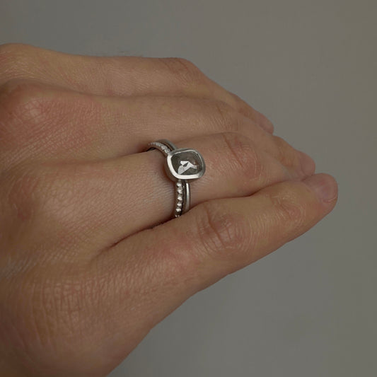 0.82 Carat One-of-a-Kind Rose Cut Grey Diamond Ring | DR189-OOAK