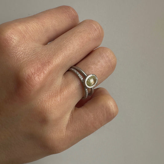 0.95 Carat One-of-a-Kind Rose Cut Light Yellow Diamond Ring | DR190-OOAK