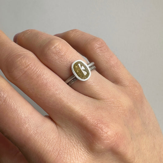 1.48 Carat One-of-a-Kind Rose Cut Light Yellow Diamond Ring | DR191-OOAK