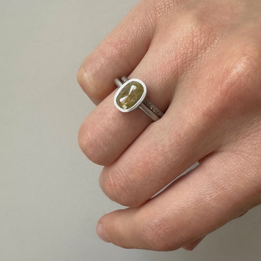 1.48 Carat One-of-a-Kind Rose Cut Light Yellow Diamond Ring | DR191-OOAK