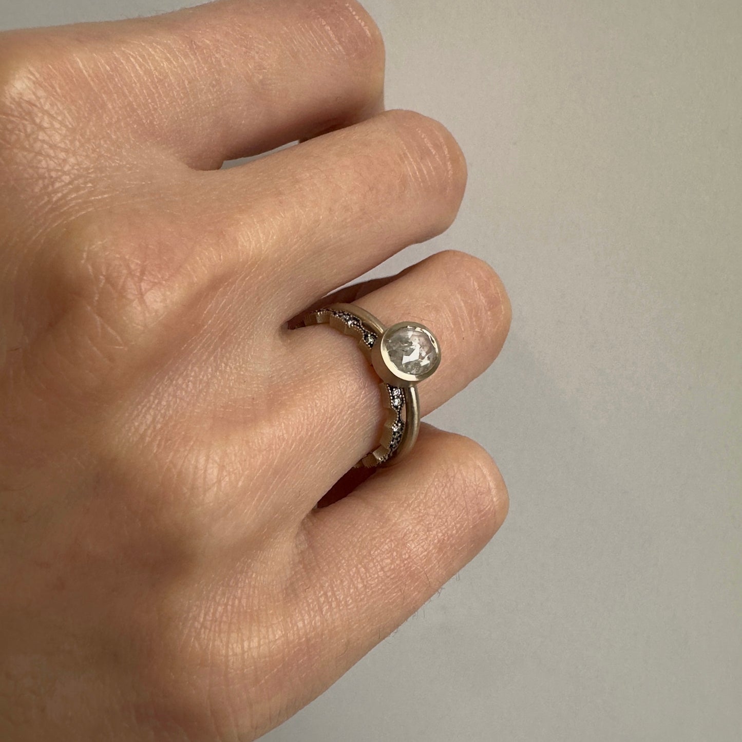 1.18 Carat One-of-a-Kind Rose Cut Grey Diamond Ring | DR195-OOAK