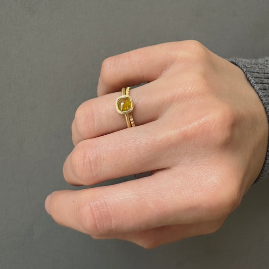 0.79 Carat One-of-a-Kind Rose Cut Yellow Diamond Ring | DR199-OOAK