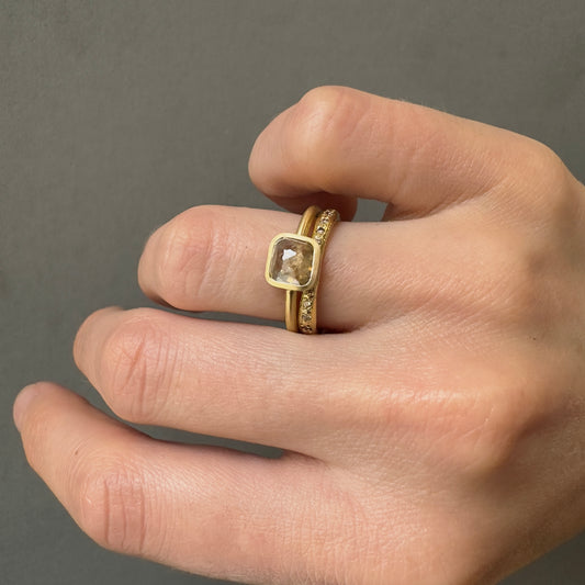 0.97 Carat One-of-a-Kind Rose Cut Brownish Grey Diamond Ring | DR200-OOAK