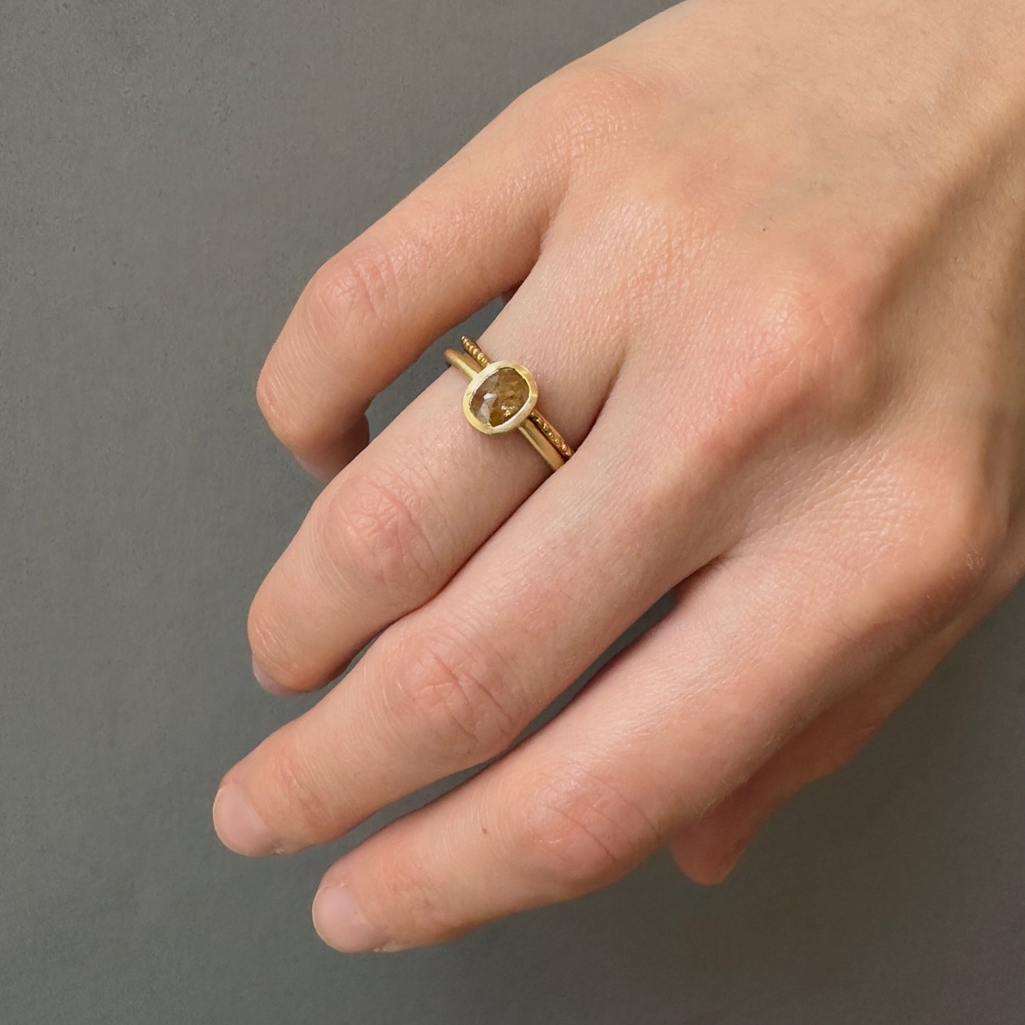 0.82 Carat One-of-a-Kind Rose Cut Yellow x Orange Diamond Ring | DR201-OOAK