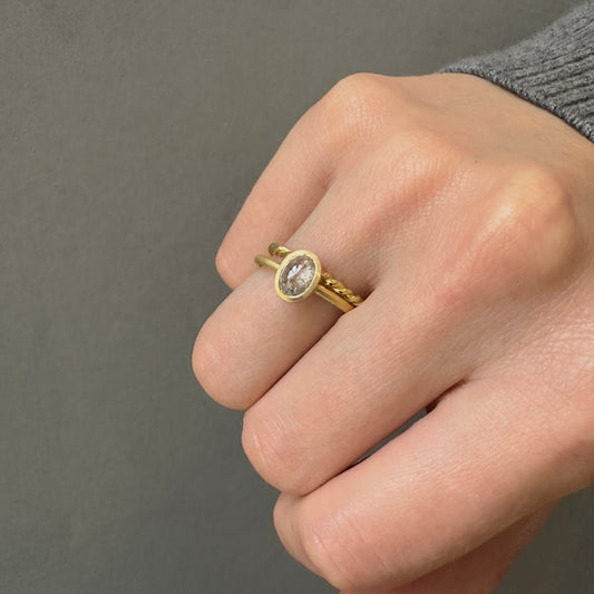 0.85 Carat One-of-a-Kind Rose Cut Light Grey Diamond Ring | DR202-OOAK