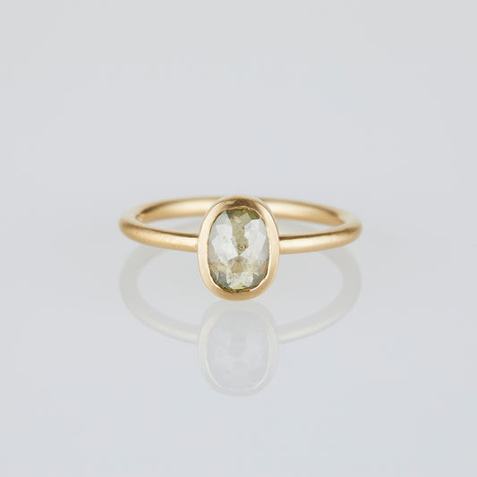 0.92 Carat One-of-a-Kind Rose Cut Yellowish Grey Diamond Ring | DR203-OOAK