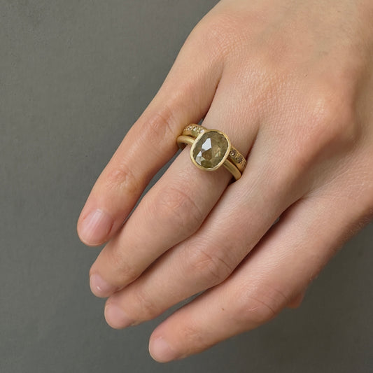 2.74 Carat One-of-a-Kind Rose Cut Yellowish Grey Diamond Ring | DR204-OOAK