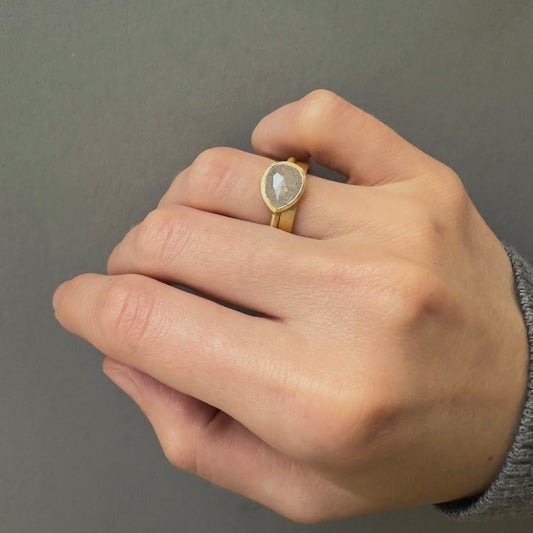 2.23 Carat One-of-a-Kind Rose Cut Icy Grey Diamond Ring | DR208-OOAK