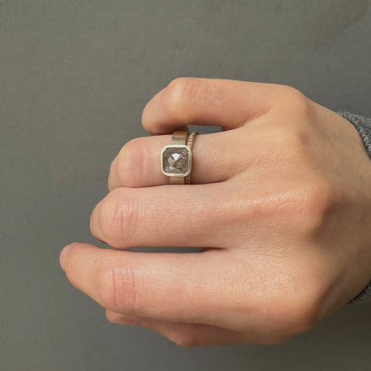 1.76 Carat One-of-a-Kind Rose Cut Grey Diamond Ring | DR212-OOAK