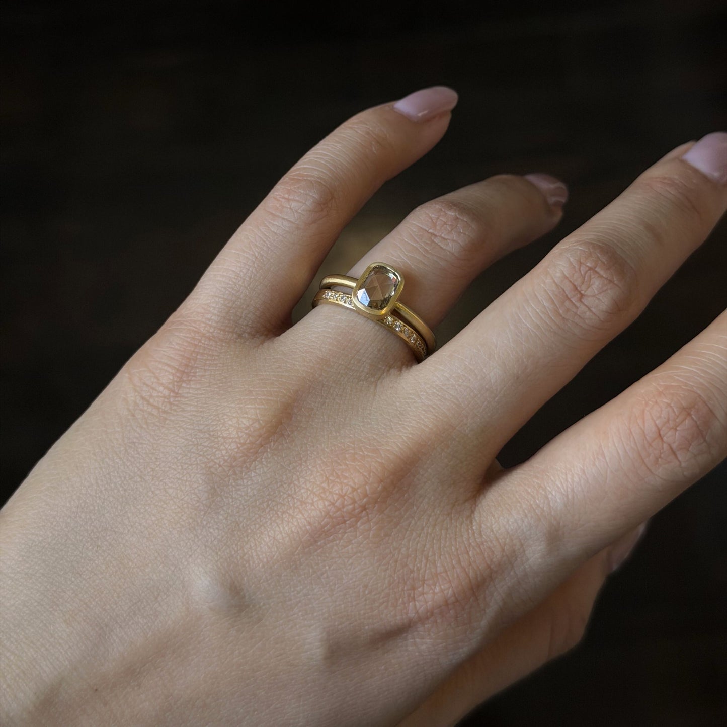 1.04 Carat One-of-a-Kind Rose Cut Light Brown Diamond Ring | DR232-OOAK