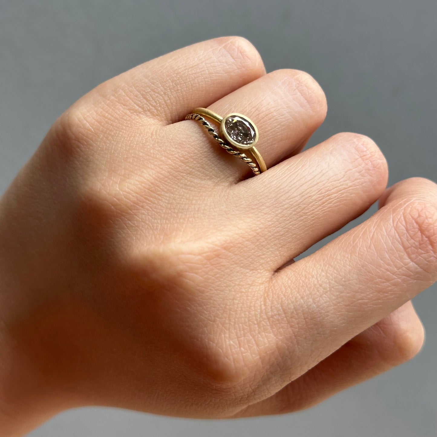 0.78 Carat One-of-a-Kind Rose Cut Light Brown Diamond Ring | DR241-OOAK