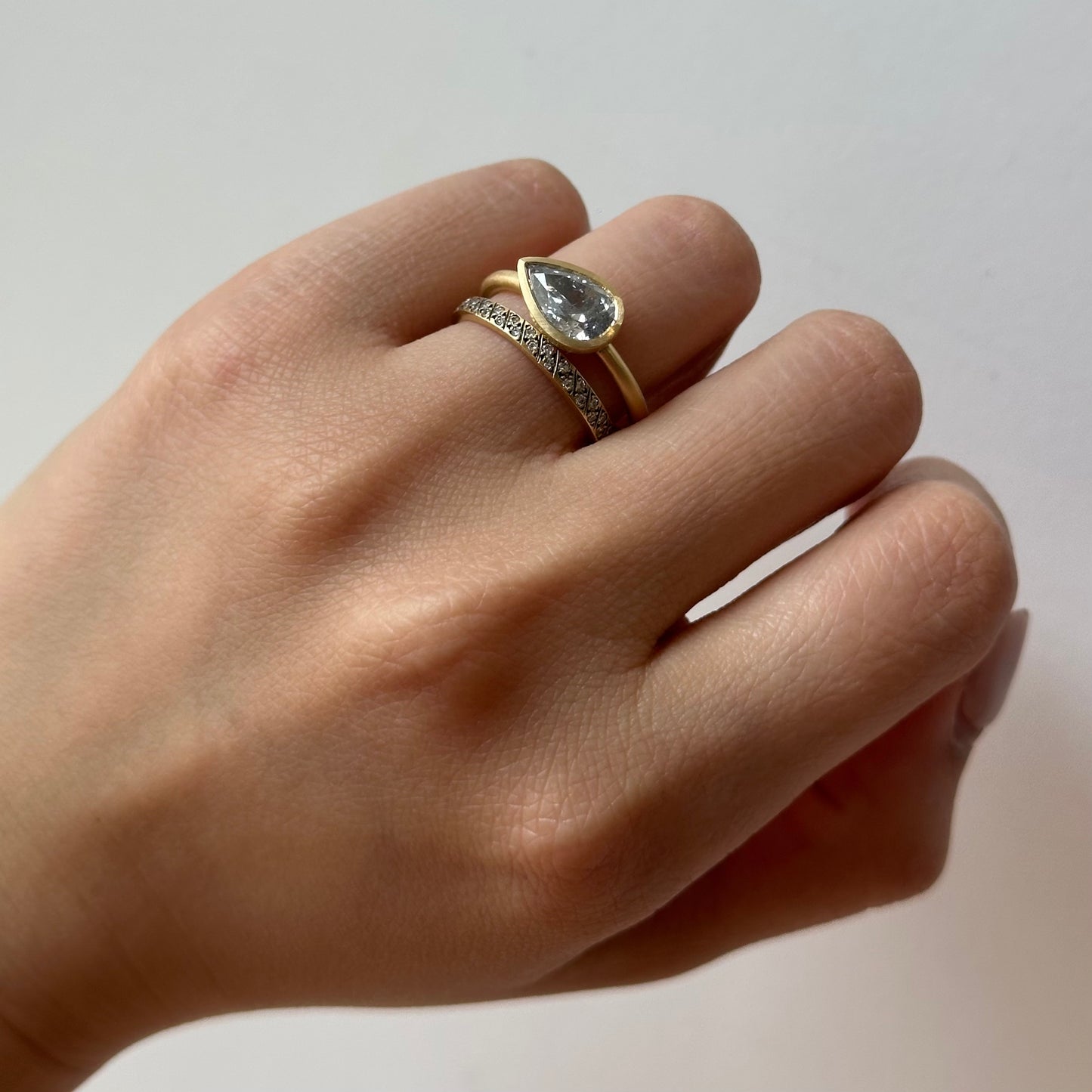 1.59 Carat One-of-a-Kind Pear Brilliant Cut Salt & Pepper Diamond Ring | DR251-OOAK
