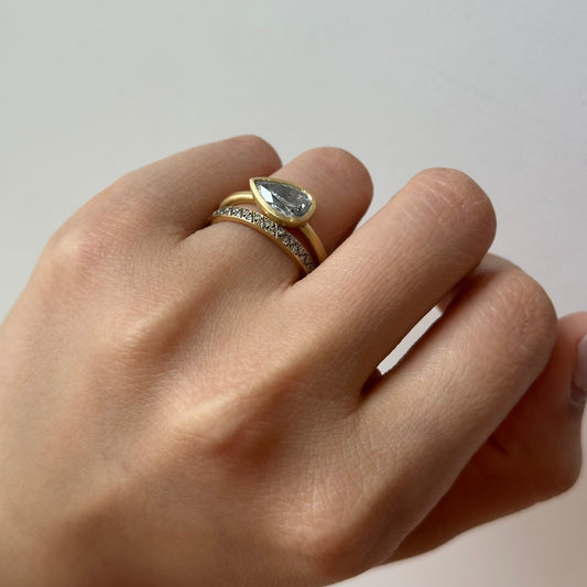 1.59 Carat One-of-a-Kind Pear Brilliant Cut Salt & Pepper Diamond Ring | DR251-OOAK