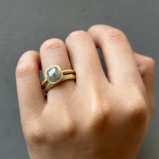 2.83 Carat One-of-a-Kind Rose Cut Cloud Grey Diamond Ring | DR268-OOAK