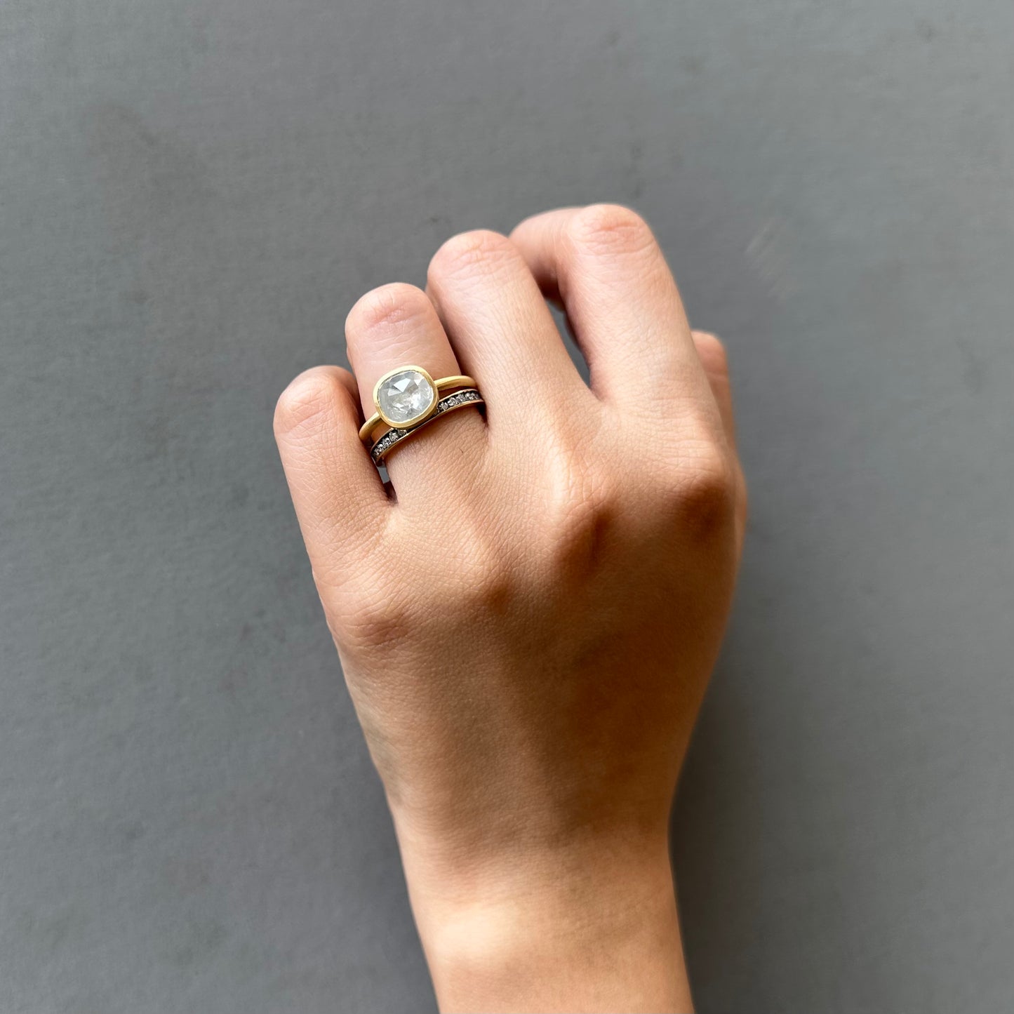 2.19 Carat One-of-a-Kind Rose Cut Misty Grey Diamond Ring | DR270-OOAK