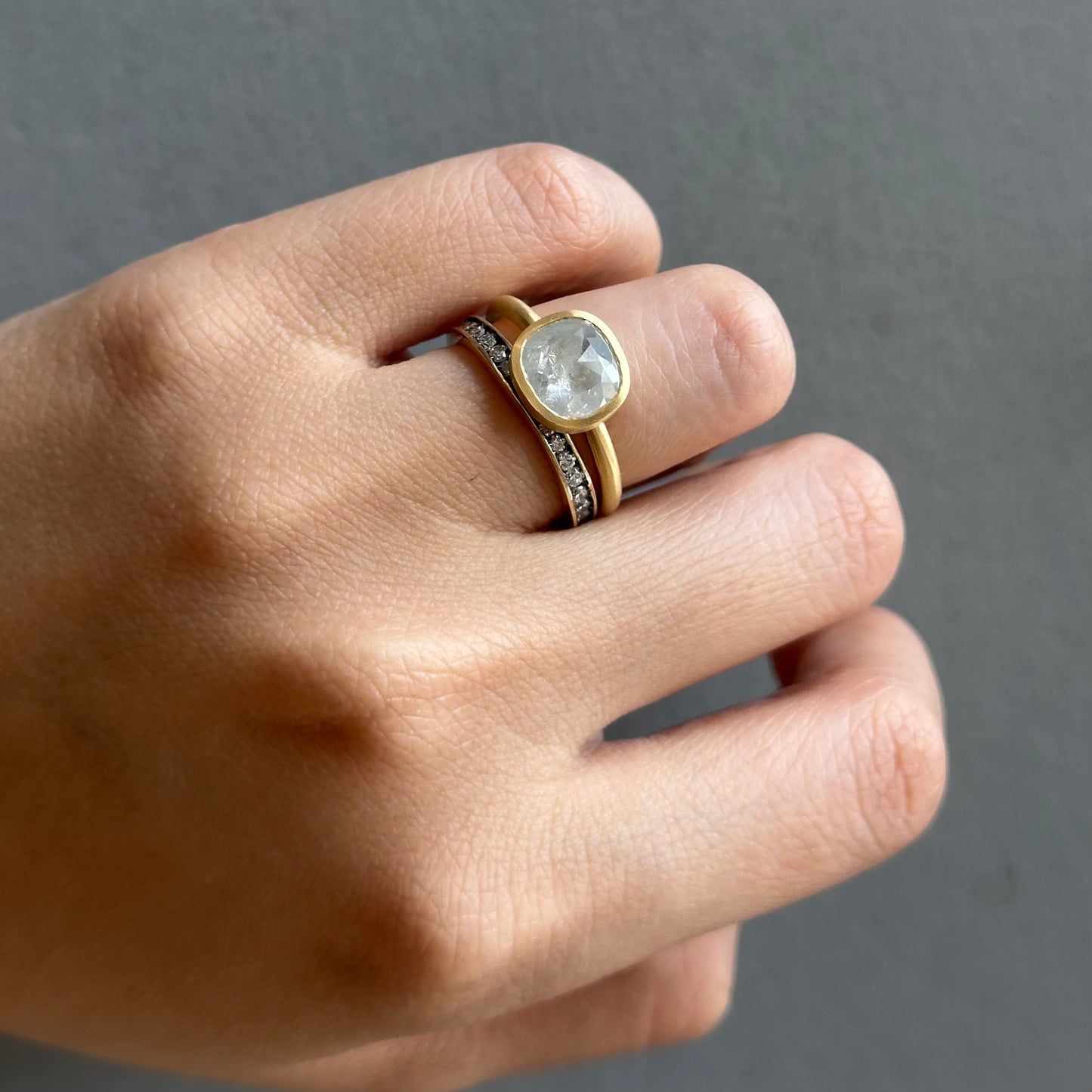 2.19 Carat One-of-a-Kind Rose Cut Misty Grey Diamond Ring | DR270-OOAK