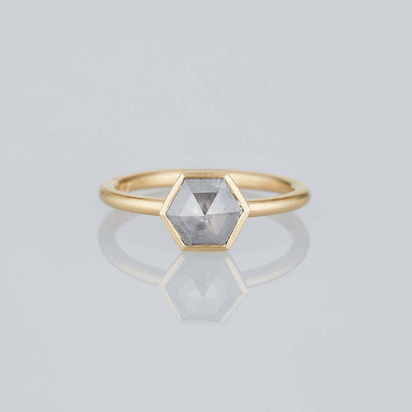 0.76 Carat One-of-a-Kind Rose Cut Feather Grey Diamond Ring | DR273-OOAK