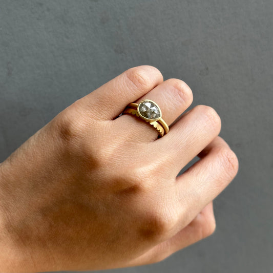 1.56 Carat One-of-a-Kind Rose Cut Salt and Pepper Diamond Ring | DR285-OOAK