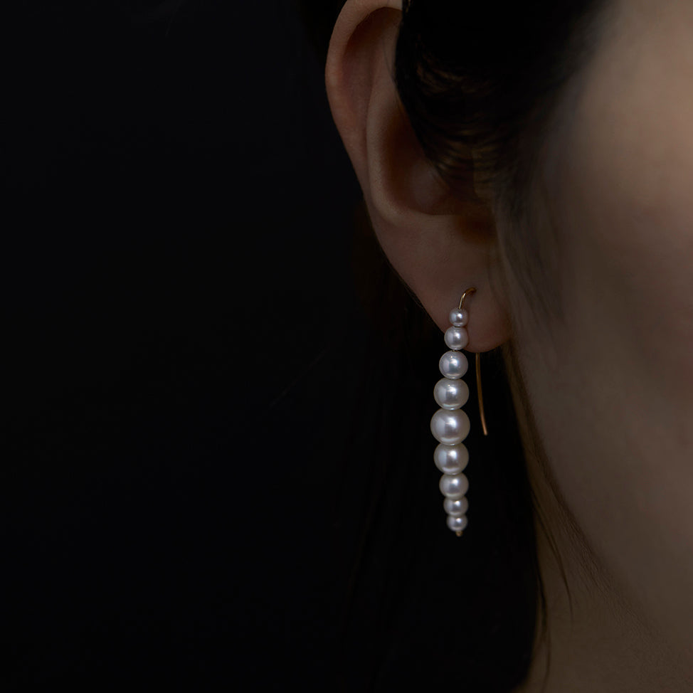 E7801P | Cascading White Pearl Drop Earrings