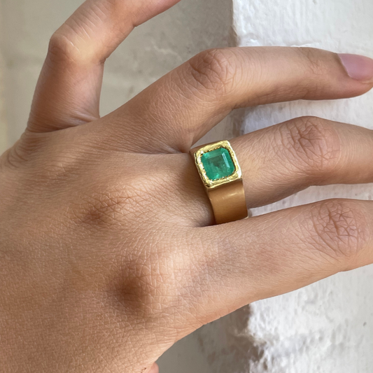 1.26 Carat One-of-a-Kind Emerald Signet Ring | ER54-OOAK