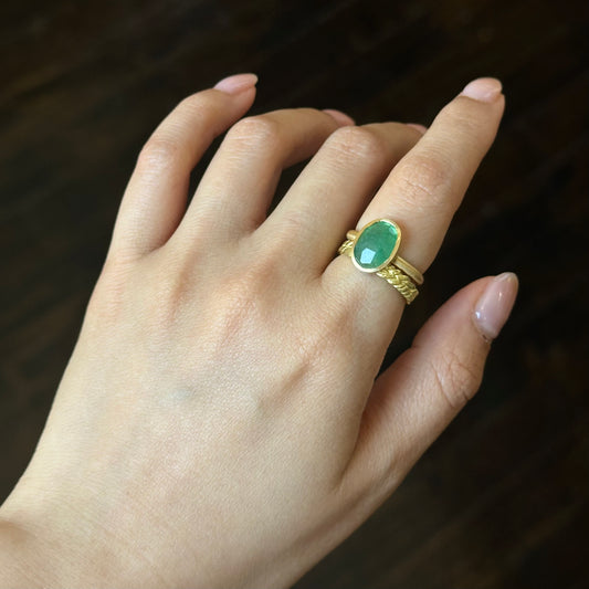 2.19 Carat One-of-a-Kind Rose Cut Emerald Ring | ER66-OOAK