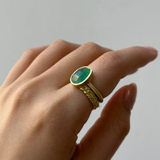 2.19 Carat One-of-a-Kind Rose Cut Emerald Ring | ER66-OOAK