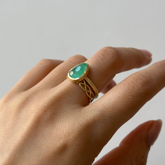 2.47 Carat One-of-a-Kind Rose Cut Emerald Ring | ER67-OOAK