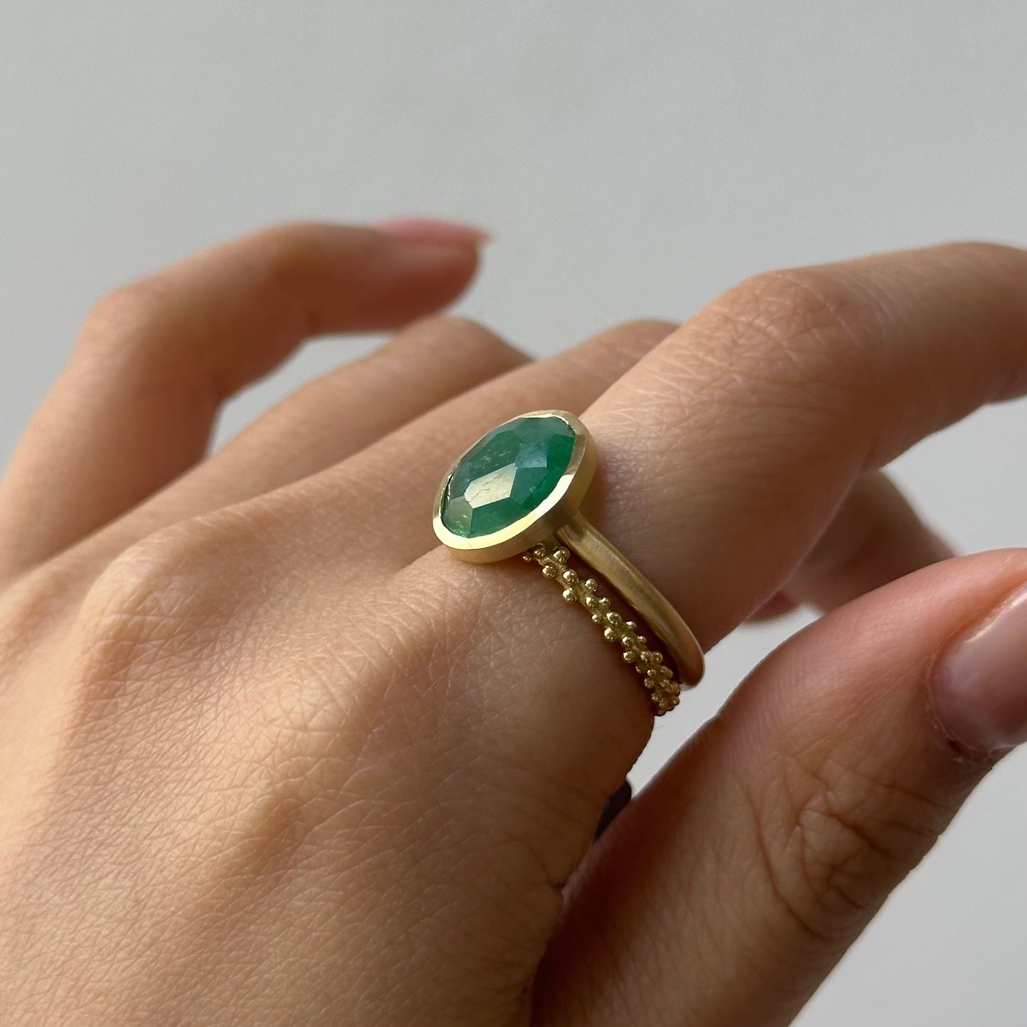 2.47 Carat One-of-a-Kind Rose Cut Emerald Ring | ER68-OOAK