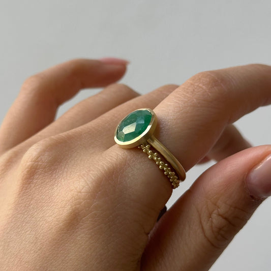 2.47 Carat One-of-a-Kind Rose Cut Emerald Ring | ER68-OOAK