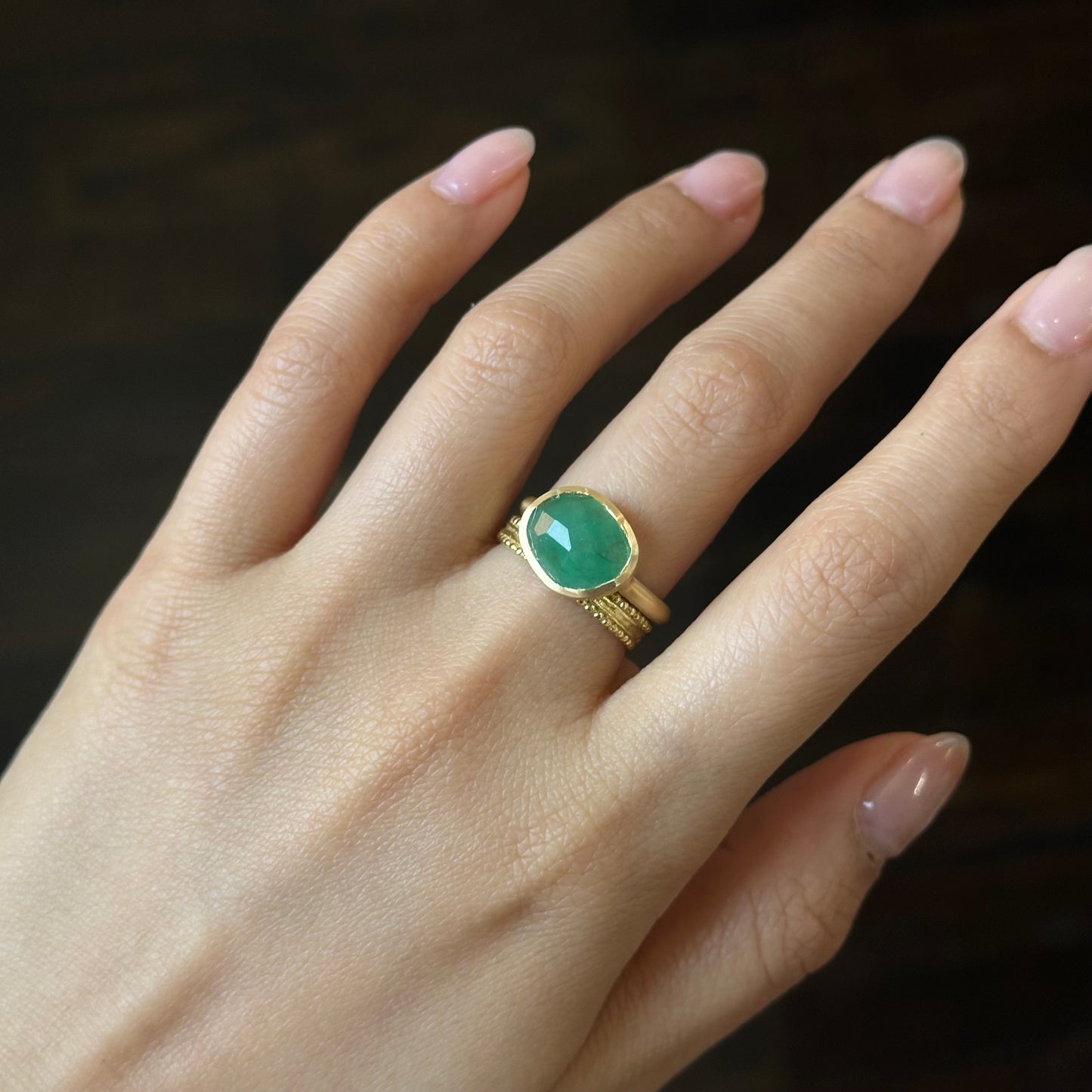 2.73 Carat One-of-a-Kind Rose Cut Emerald Ring | ER69-OOAK
