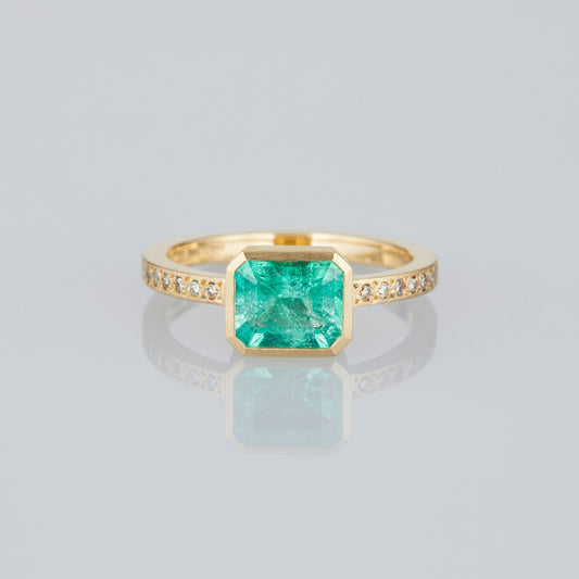 1.34 Carat One-of-a-Kind Emerald Cut Emerald Ring | ER71-OOAK