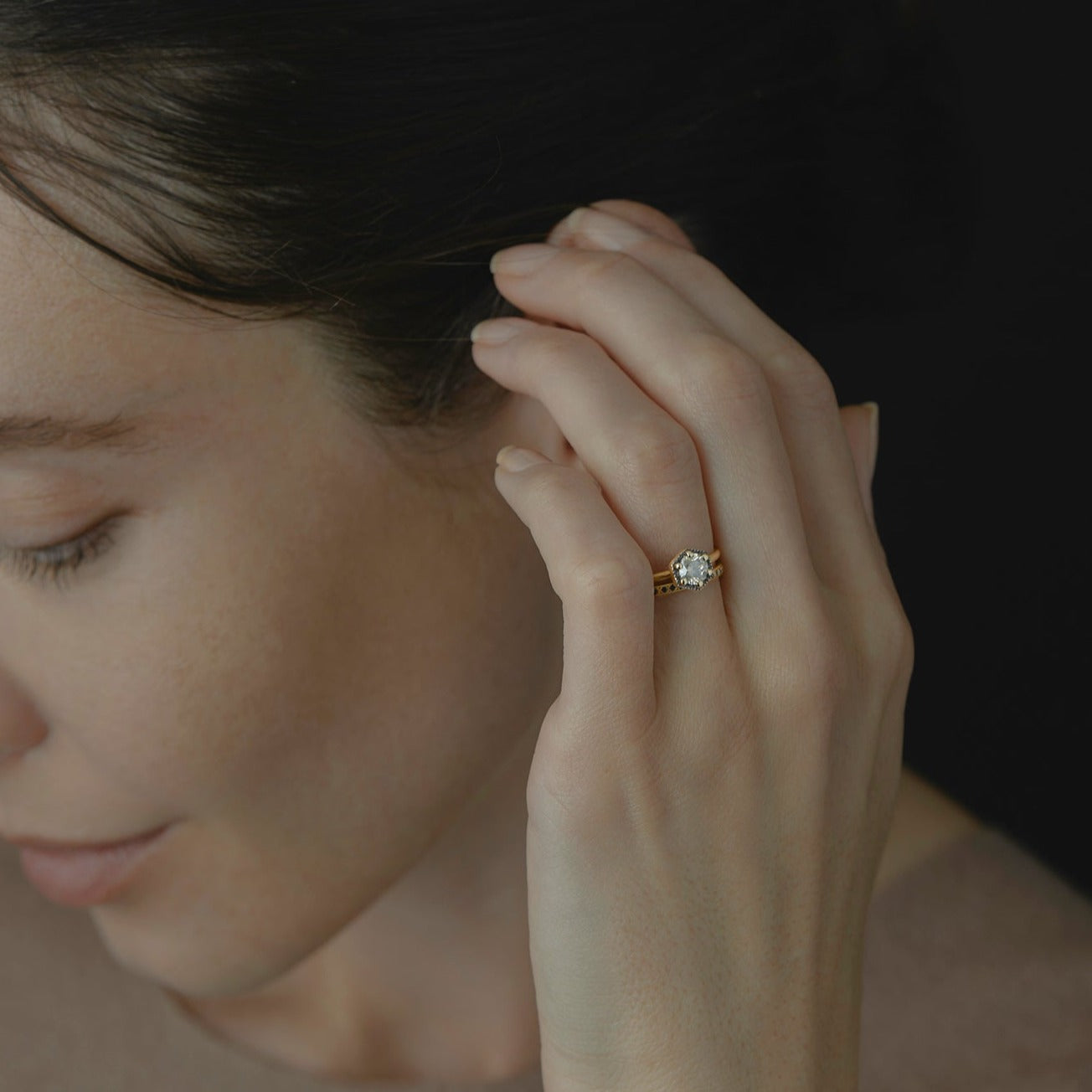 4.5mm Brown Diamond Hexagon Ring | R2205BR