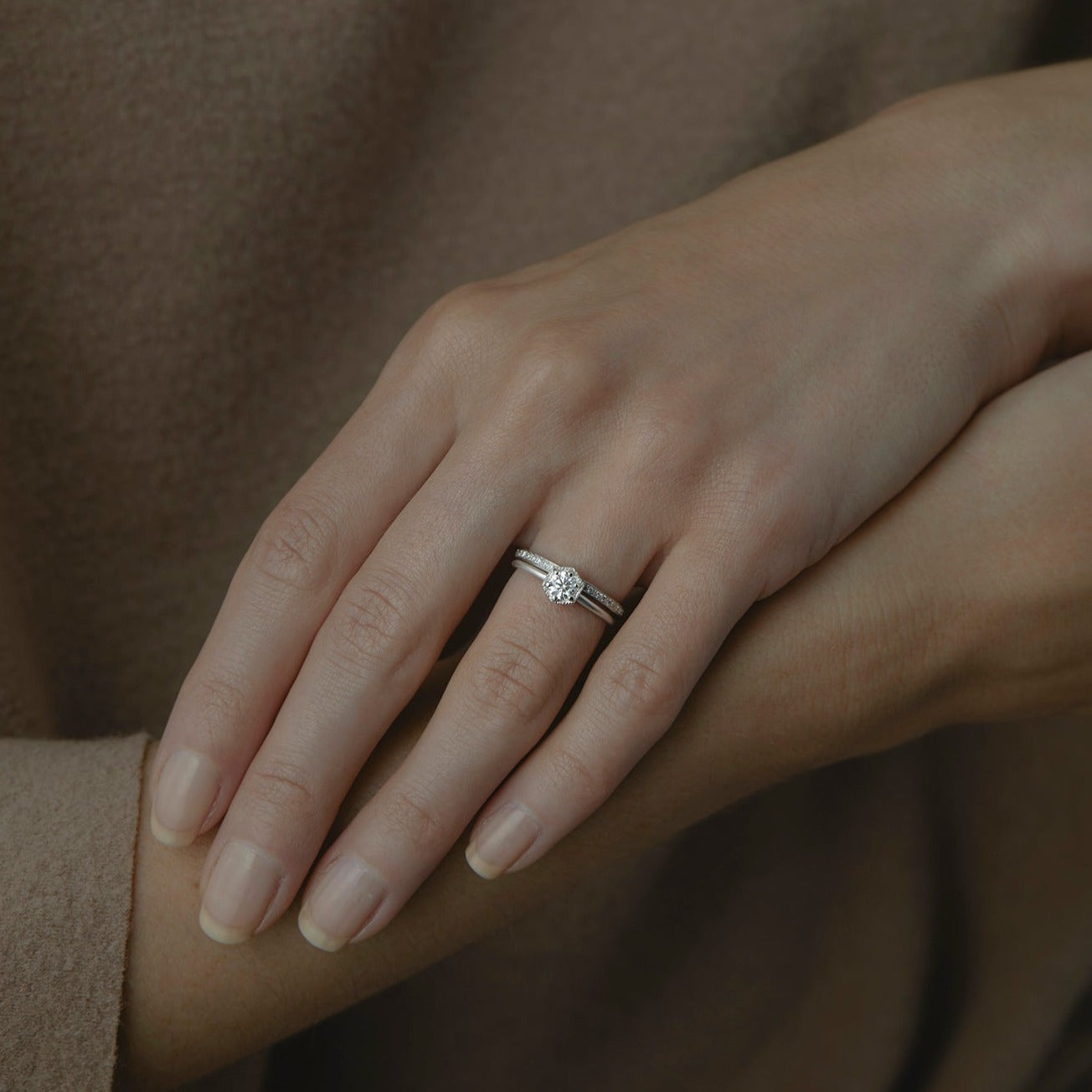 4.5mm White Diamond Hexagon Ring | R2205W