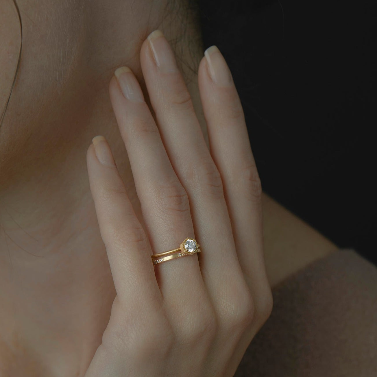 4.5mm White Diamond Hexagon Ring | R2205W