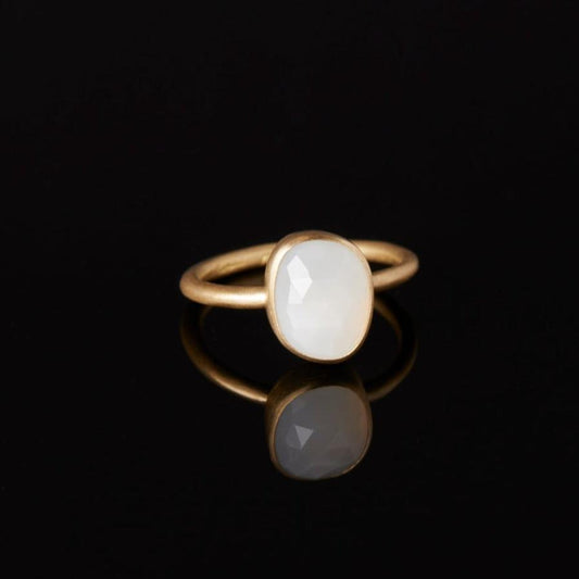 3.13 Carat One-of-a-Kind Rose Cut White Moonstone Ring | WMR5-OOAK