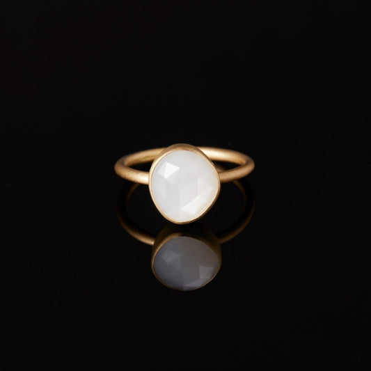 3.27 Carat One-of-a-Kind Rose Cut White Moonstone Ring | WMR6-OOAK