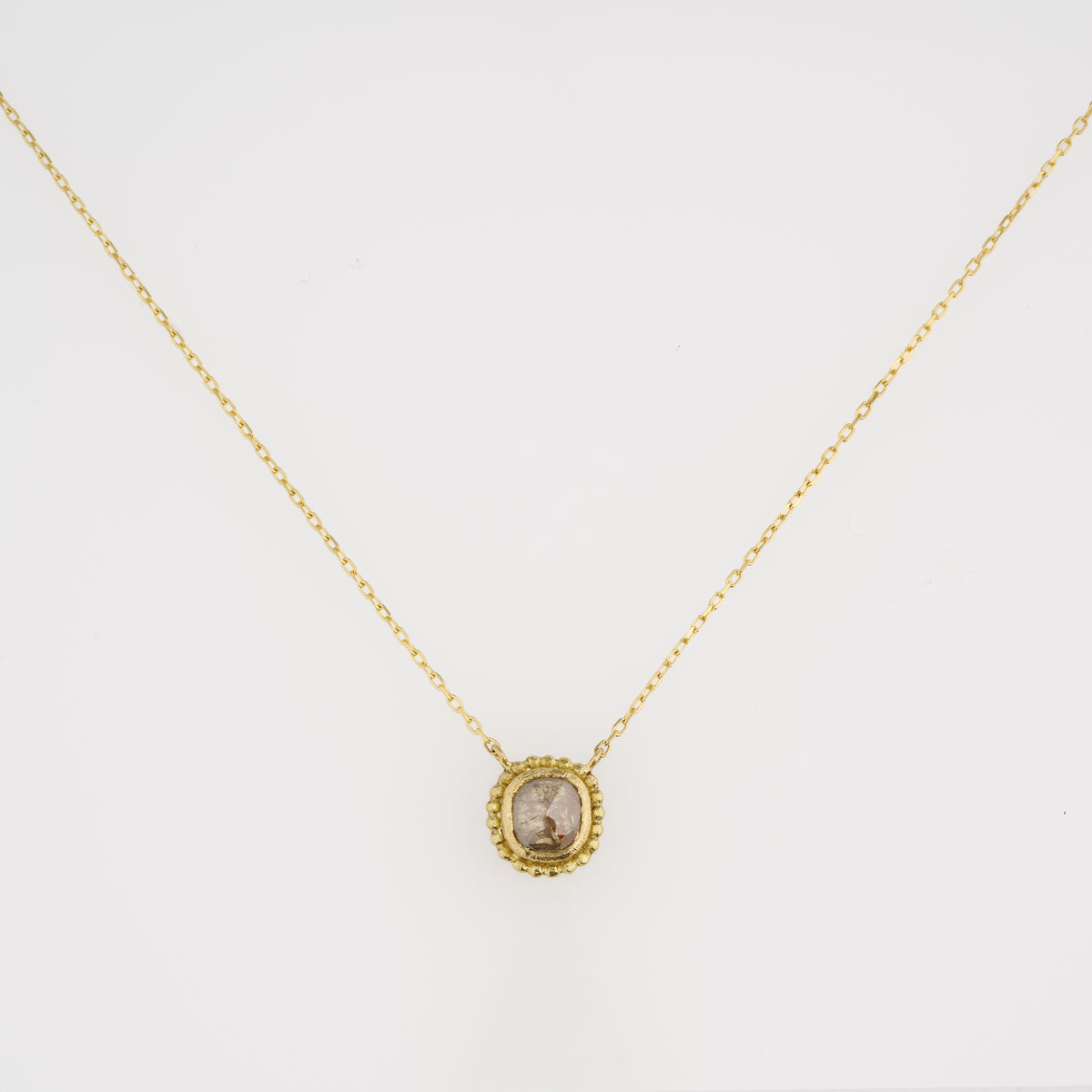 0.86 Carat One-of-a-Kind Rose Cut Cloud Grey Diamond Necklace | DN39-OOAK