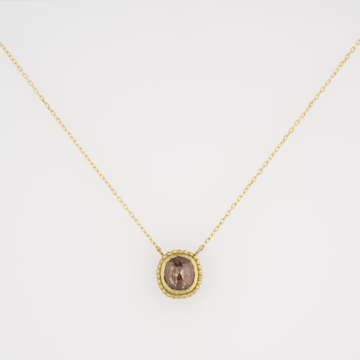 1.54 Carat One-of-a-Kind Rose Cut Auburn Brown Diamond Necklace | DN42-OOAK