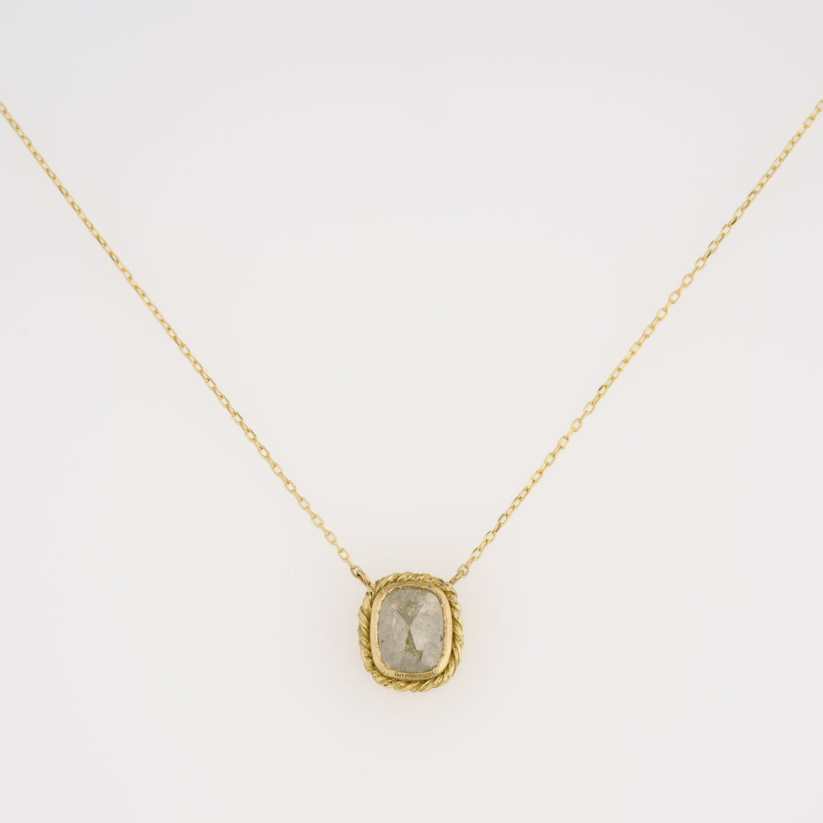 2.29 Carat One-of-a-Kind Rose Cut Misty Grey Diamond Necklace | DN43-OOAK
