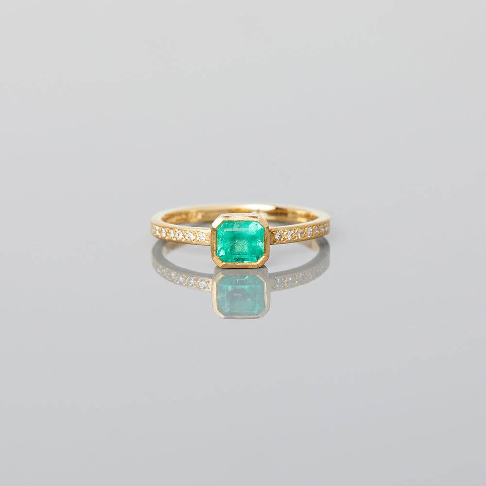 0.57 Carat One-of-a-Kind Emerald and Diamond Ring | ER11-OOAK